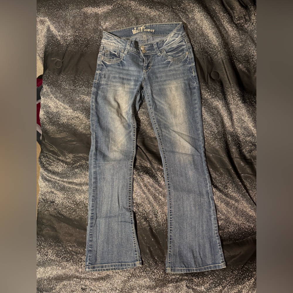 Wallflower Blue Skinny Jeans with Vintage Distressing